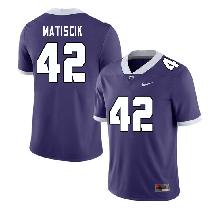 Men #42 Brent Matiscik TCU Horned Frogs College Football Jerseys Sale-Purple - Click Image to Close
